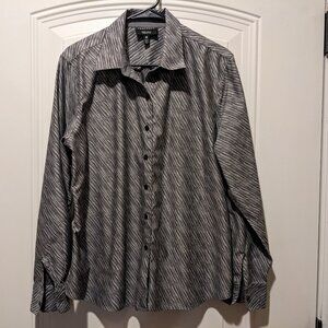 Foxcroft Women's Button Up Shirt - Zebra Animal Print Long Sleeve sz 16 EUC
